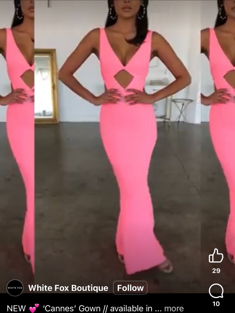 Cannes Gown White Fox pink dress